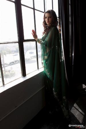 8 (2).jpg Green Saree Indoor Nude Photoshoot